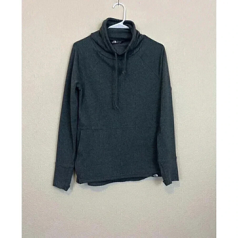 The North Face Womens Cowl Neck Sweatshirt Size XS Pullover Gray Thumbholes